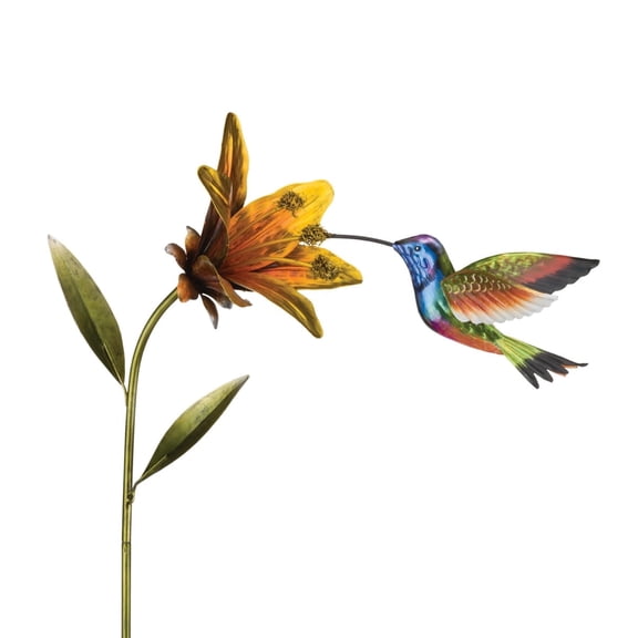 Regal Art & Gift Hummingbird Flower Stake - Purple Coronet Metal 44" Garden Yard