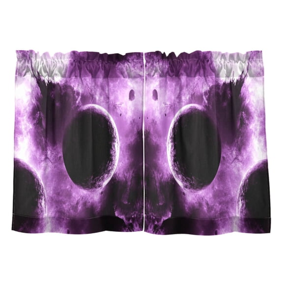 Purple Cosmic Background Kitchen Curtains Tier Set 27x24 Inch 2 Panels Semi Sheer Light Filtering Privacy UV Protection