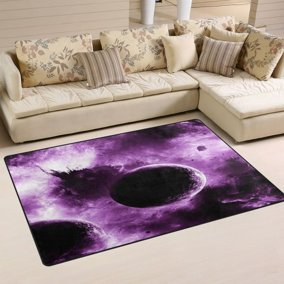 Purple Cosmic Background Soft Polyester Area Rug 31''x20'', Non Slip, Memory Foam, Water Absorbent