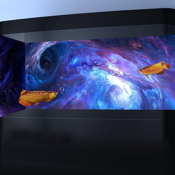 Purple Cosmic Galactic Vortex Black Hole Reptile Habitat Background, Space Parallel Space Themed Terrarium Background, Cool Aquarium Background with 10 EVA Double-Sided Tape, 30X18IN