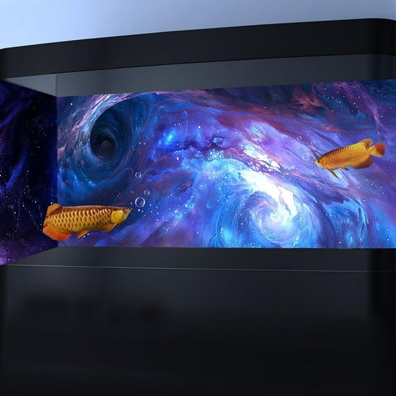 Purple Cosmic Galactic Vortex Black Hole Reptile Habitat Background, Space Parallel Space Themed Terrarium Background, Cool Aquarium Background with 10 EVA Double-Sided Tape, 48X20IN