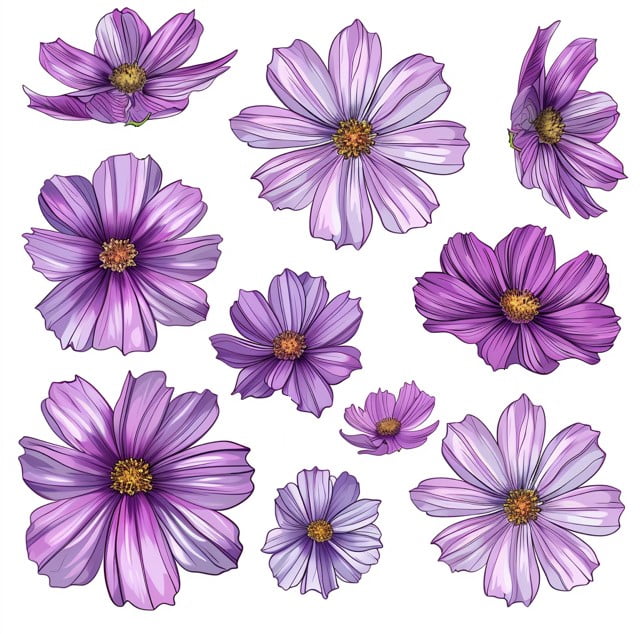 Purple Cosmos Flower Car Sticker. Waterproof and Fade Resistant Vinyl ...