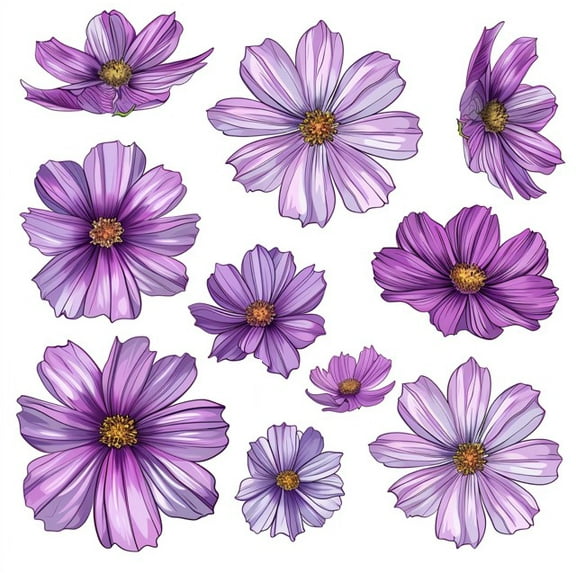 Purple Cosmos Flower Car Sticker. Waterproof and Fade Resistant Vinyl Decal for Cars, Bumpers, Windows and More  Aesthetic Floral Decoration
