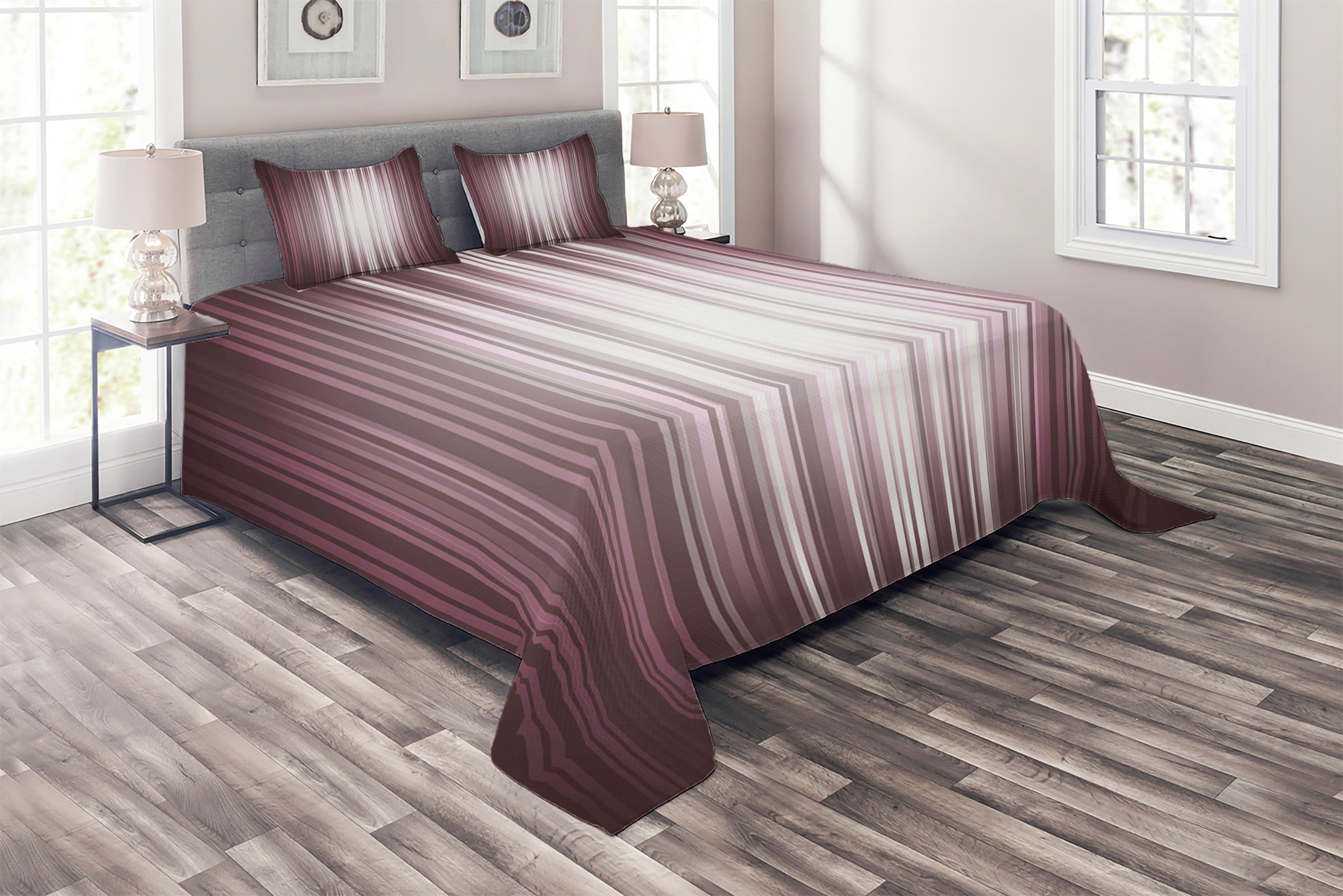 Purple Coverlet, Futuristic Digital Style Stripes and Rays in Unusual