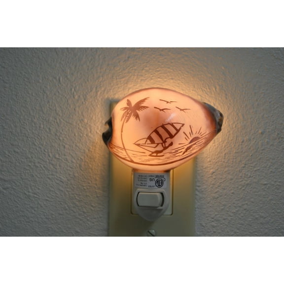 Purple Cowrie Surfer Beach Seashell Nightlight