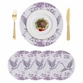 thumbnail image 1 of Purple Crane Silhouette Round 13 Inch Placemats Set of 4, Modern Abstract Flowers Botanical HeatResistant Non Slip Place Mats for Dining Table, Wipeable Braided Kitchen Table Mats for Housewarming, 1 of 9