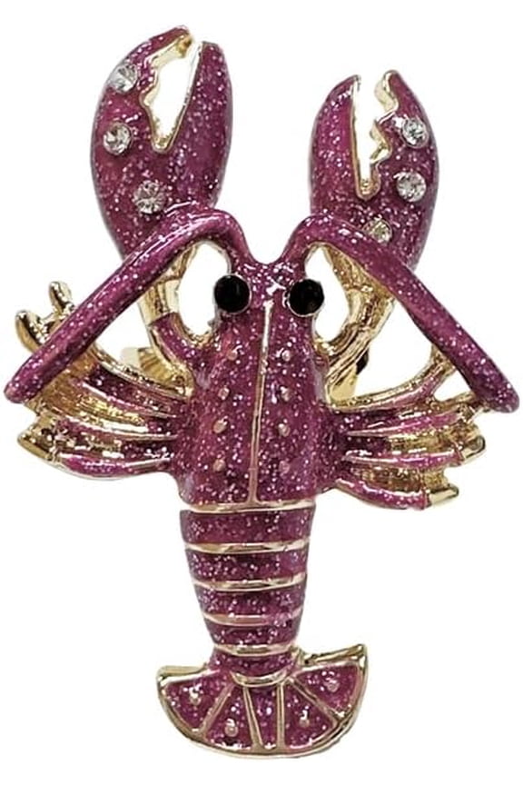 Purple Crayfish Ring for Women Men Gold Plated Hypoallergenic Open Adjustable Statement Knuckle Finger Band Cool Style Unique Fashion Cubic Zirconia Rings Holiday Coastal Comfort Fit Jewelry Grandma