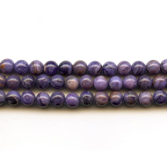 Purple Crazy Lace Agate 6mm Round Beads - 8 Inch Strand