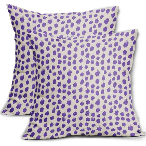 Purple Cream Pillow Covers 16x16 Set of 2 Boho Polka Dot Throw Pillows Modern Brush Strokes Print Decorative Outdoor Pillowcase Square Cushion Cover Pillow Case for Home Sofa Couch Bed