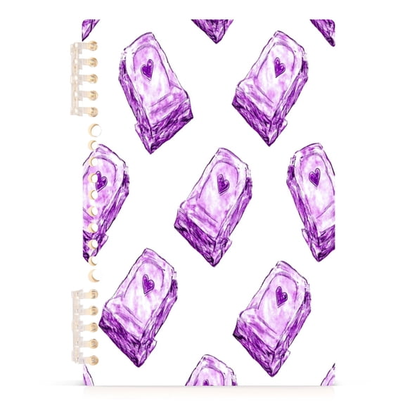 Purple Creative Tombstone A5 8.3x5.7in PP Notebook, Adjustable Rings, 60 Sheets, Diary or Journey Note