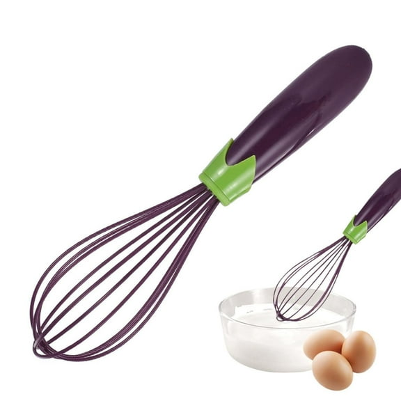 Miayilima Kitchen Slicer Silicone Whisks for Cooking Heat Balloon Whisk Silicone Kitchen Egg Whisks Handle Beater for Non Stick Cookware Kitchen for Frothing & Blending Purple