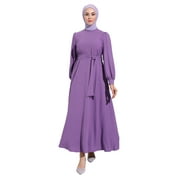 Purple - Crew neck - Unlined - Modest Dress - Refka