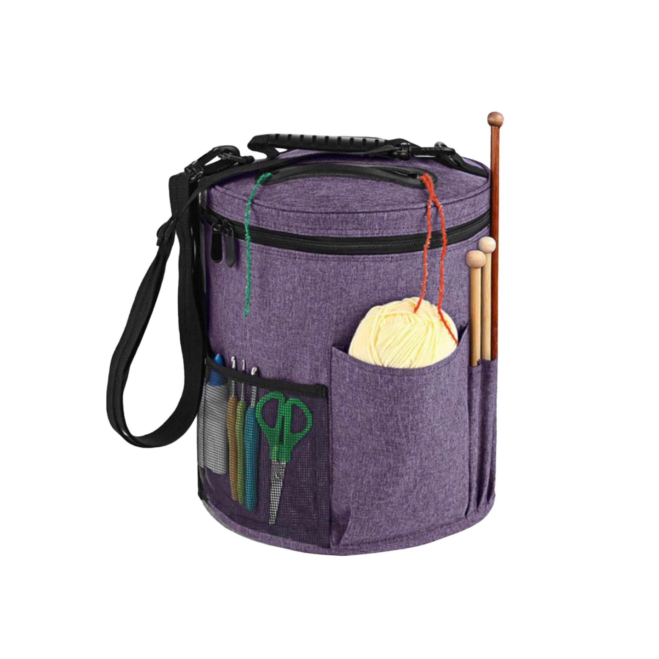 Purple Crochet Yarn Organizer Bag – Large Capacity Knitting Tote with ...