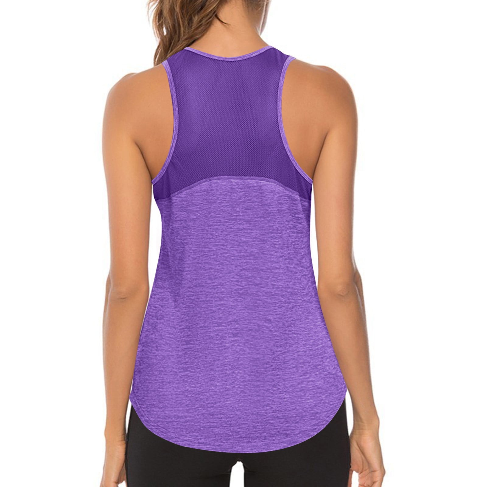 Purple Crop Tanks For Women Workout Tops Sports Running Tank Mesh Yoga ...