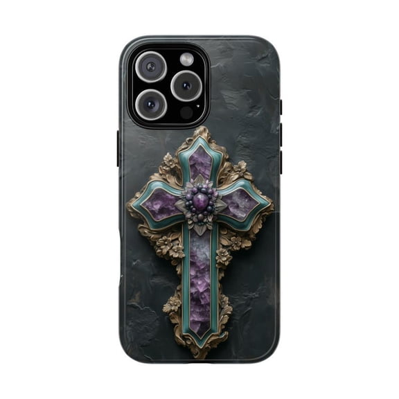Purple Cross Crystal Geode Artwork X1380 Phone Case Compatible with iPhone 17 16 15 14 13 12 11 Pro Max – Premium Protection