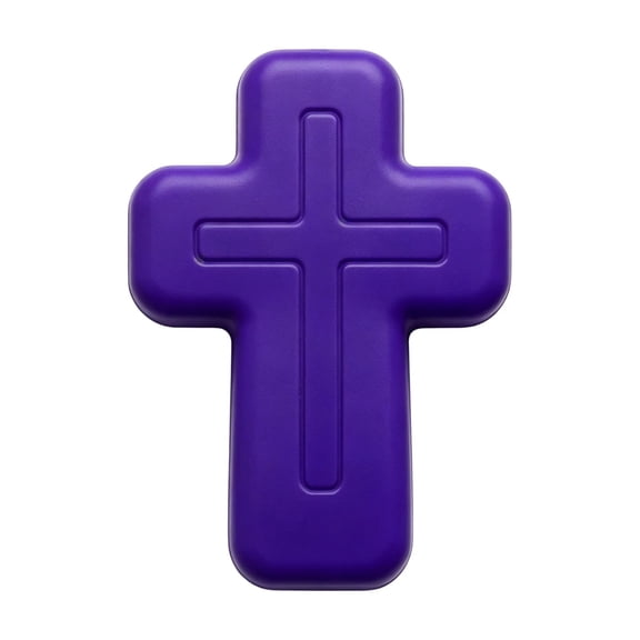 Purple Cross Squishy Toy with Soft Foam Squeeze Design, Single Piece, Purple, for Easter Basket Stuffers and Christian Party Favors, Sensory Squeeze Toy