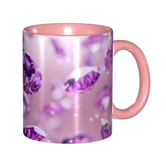 Purple Crystal Coffee Mug Fun Custom Ceramic Mugs 11oz Pink