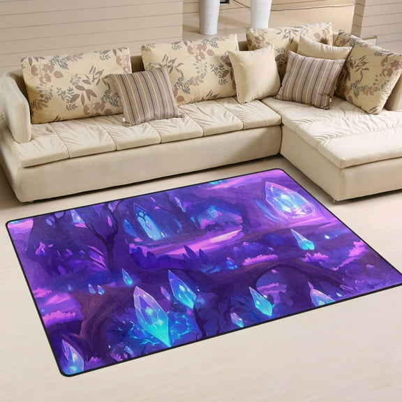 Purple Crystal Forest Soft Polyester Area Rug 31''x20'', Non Slip, Memory Foam, Water Absorbent