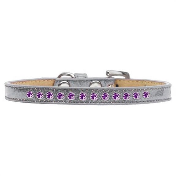 Purple Crystal Puppy Ice Cream Collar, Silver - Size 12