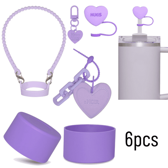 Purple Cup Accessories Set for Stanley Cup 40 30Oz Tumbler with Handle Silicone