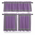 thumbnail image 1 of Purple Curtain Valances Set Greek Chinese Style Border Geometric Kitchen Curtains 24&nbsp;inch Length Rod Pocket Valance and Tiers 3 Piece Set Small Bedroom Bathroom Laundry Decor, 1 of 9