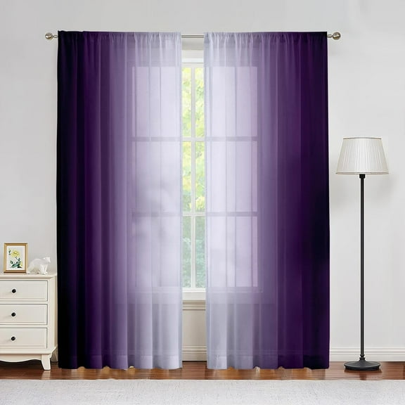 Purple Curtains 84 Inch Length for Living Room 2 Panel Set Purple and Grey White Window Treatment Curtains Lavender Ombre Gradient Light Filtering Curtains Modern Abstract Drapes