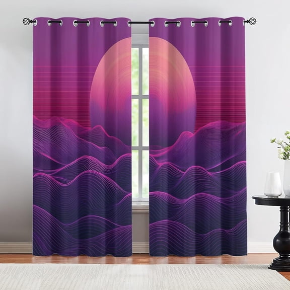 Purple Curtains, Abstract Clouds Blackout Curtains For Living Room, Fantasy Sunset Window Treatments, Room Darkening Grommet Drapes & Bedroom Decor 52"W x 63"L (Pack of 2)