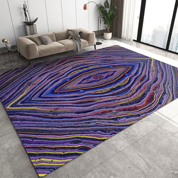 Purple Curved Wavy Line Area Rugs, 3D Custom Art Apartment Carpet, Porch Mat Comfortable to The Feet Soft to The Touch Suitable for Living Room Study Bedroom,2ft x 3ft