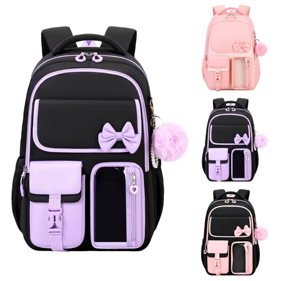 Purple Cute Backpack, 17-Inch Bookbag for Middle & Elementary School,Backpack for them Ages 6-16