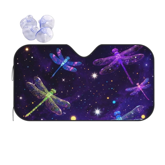 Purple Cute Dragonfly Car Windshield Sun Shade Universal Fit Auto Sun Visor Protector