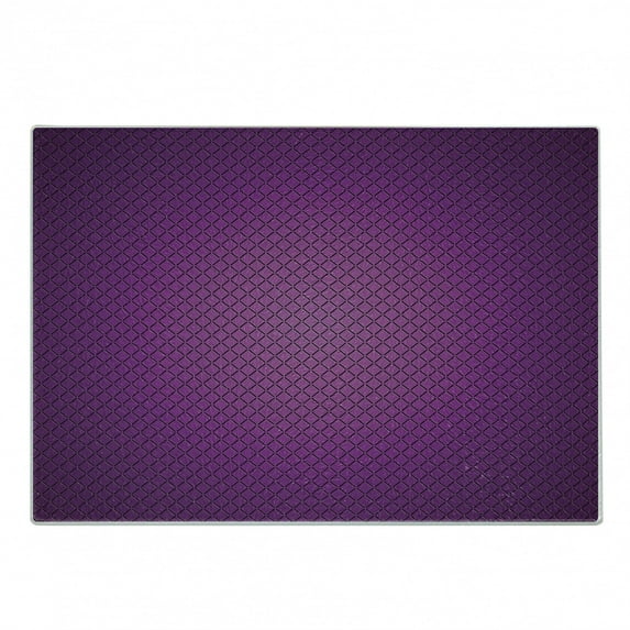 Purple Cutting Board, Abstract Digital Diagonal Grid Geometric Diamond Patterns Symmetric Lines Futuristic, Decorative Tempered Glass Cutting and Serving Board, Small Size, Purple, by Ambesonne