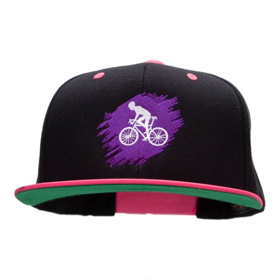 Purple Cyclist Embroidered Wool Blend Classic Snapback - Black Pink OSFM