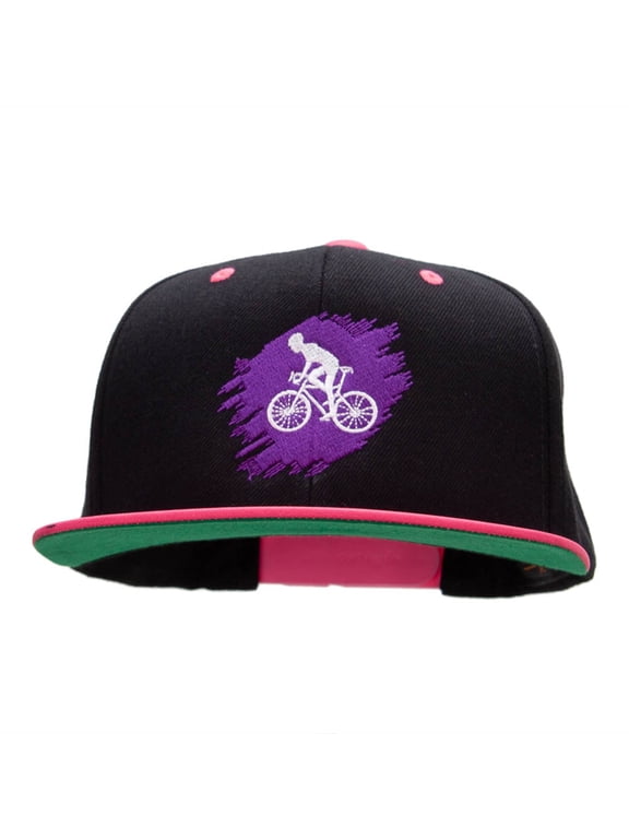 Purple Cyclist Embroidered Wool Blend Classic Snapback - Black Pink OSFM