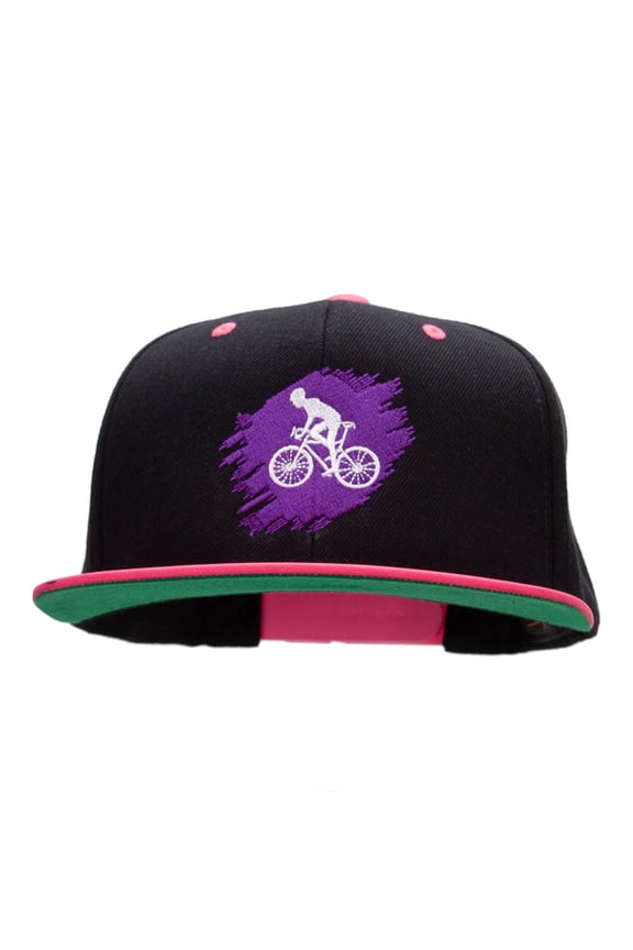 Purple Cyclist Embroidered Wool Blend Classic Snapback - Black Pink OSFM