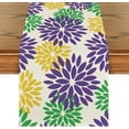 thumbnail image 1 of Purple Dahlia Floral Pinnata Mardi Gras Table Runner, Carnival Seasonal Kitchen Dining Table Decoration for Home Party Decor 13x72 Inch, 1 of 6