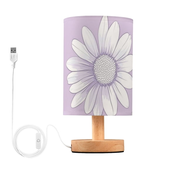 Purple Daisies Cute Table Lamp with USB Port LED Warm Light Lamp Night Light Home Decor