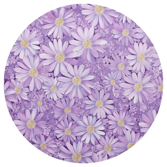 Purple Daisies PVC Round Grid Placemat Table Mat 1 Pc 15.4" x 15.4"