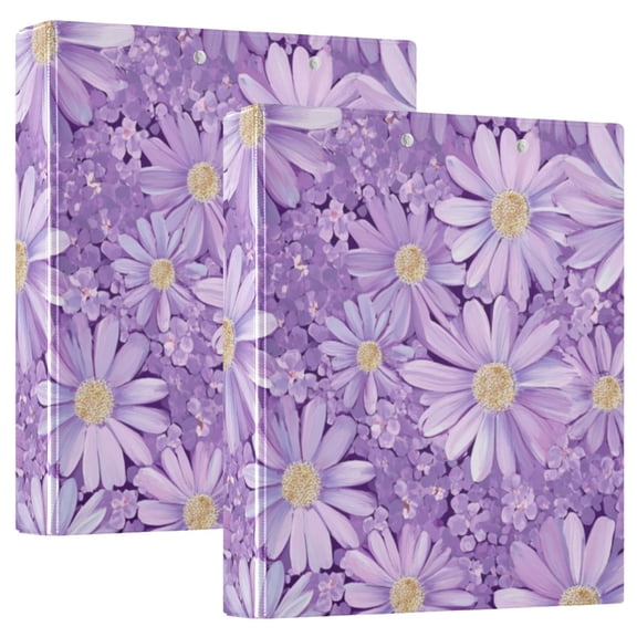 Purple Daisies Round Ring Binder 3 Rings 1.5" Capacity File Storage for A4 Size 1 Pack