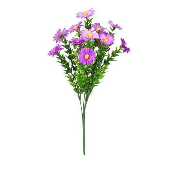Purple Daisy Artificial Flowers 14.7’’ Faux Silk Flowers, Realistic Fake Daisies with Stems for Wedding Bouquet, Home, Party & Garden Decoration