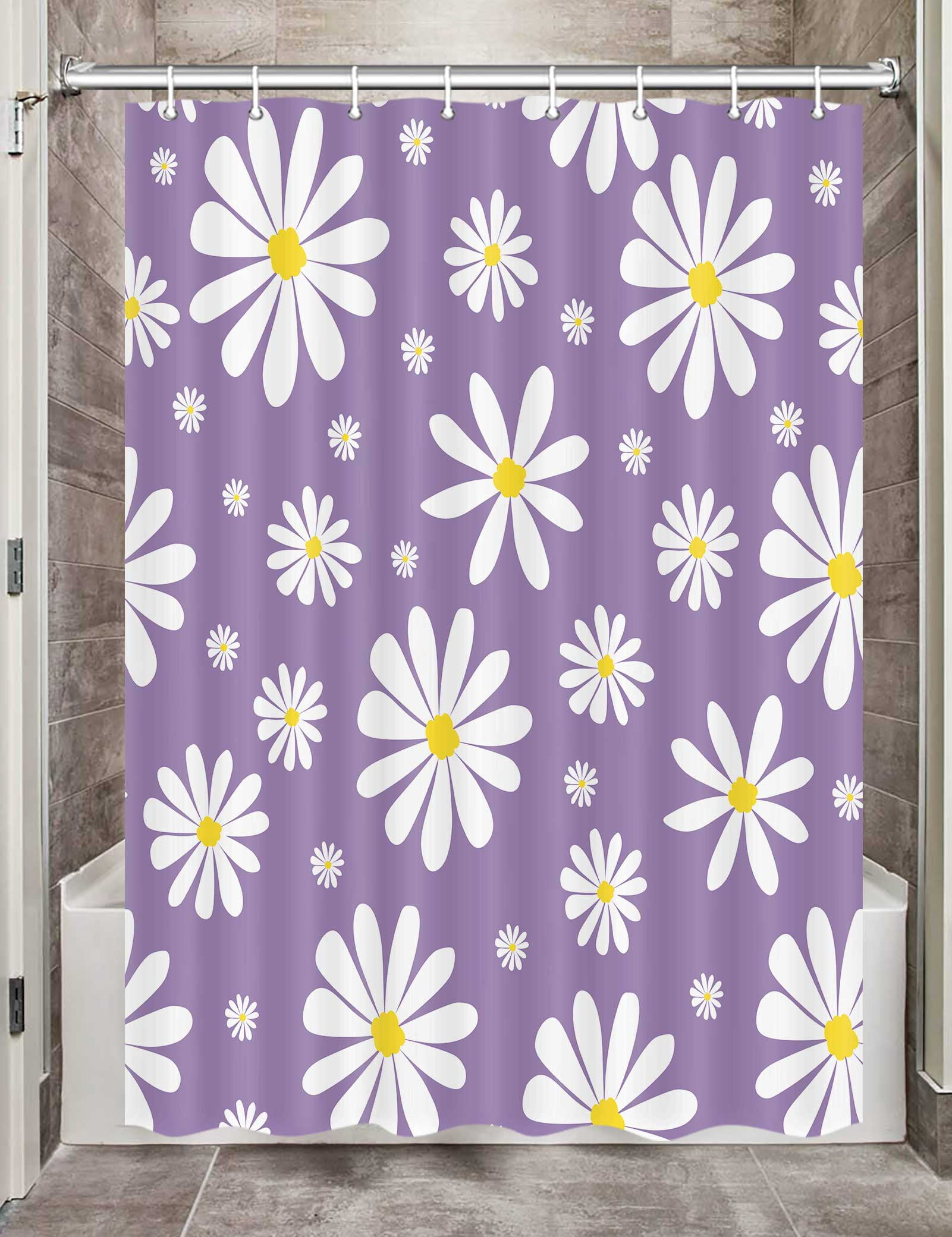 Purple Daisy Floral Camper RV Shower Curtain for Travel Trailer ...