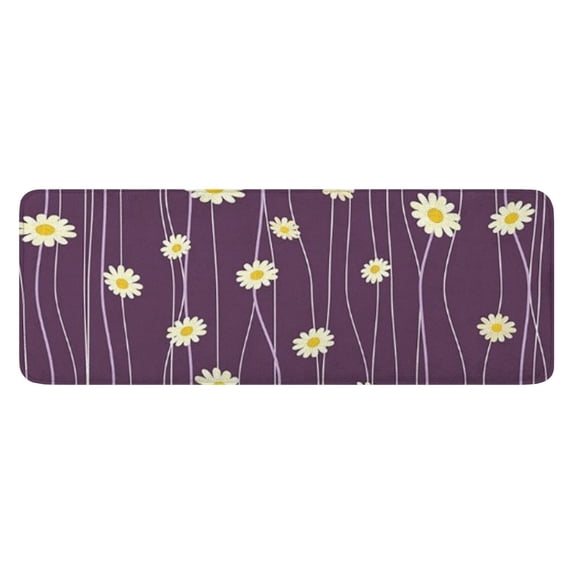 Purple Daisy Flower Wavy Lines Pattern Kitchen Rug Mat,Kitchen Runner Rugs Non Skid Washable,Decorative Kitchen Floor Mats for Kitchen,Sink,Laundry,17"x47.2"