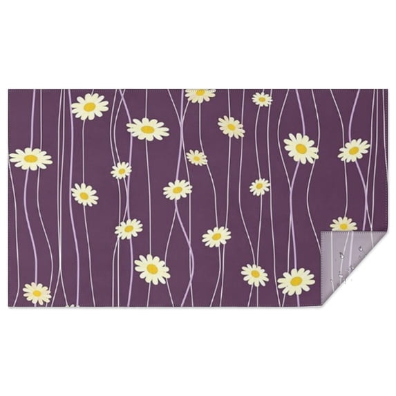 Purple Daisy Flower Wavy Lines Pattern Rectangle Tablecloth 60"x102",Waterproof Polyester Rectangle Table Cloth, Wipeable Spillproof Polyester Tablecloth for Dining, Camping, Indoor and Outdoor