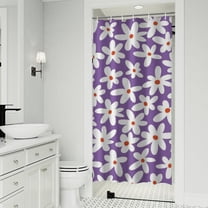 Purple Daisy Flower White Blooms Pattern Shower Curtain 36"x72" ,Bathroom Decorative Shower Curtains Set with 12 Hooks,Modern Waterproof Washable Shower Curtain