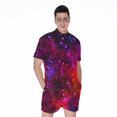 thumbnail image 1 of Purple Dark Galaxy Space Short Sleeve Men'S Rompers, Galaxy Casual Summer Jumpsuits Outfit, 1 of 4