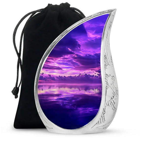 Purple Dawn Large Urns For Human Ashes Adult Father - Burial Urn For Ashes Adult Mother - Handcrafted Urn For Memorial - Funeral Urns For Decorative - 10Inch And 200Lbs Capacity