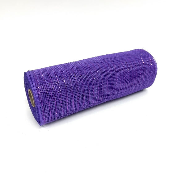 Purple - Deco Mesh Wrap Metallic Stripes - ( 10 Inch x 10 Yards )