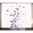 thumbnail image 1 of Ambesonne Spring Curtains 2 Panel Set, Violet Tree Blossoms Image, 108" x 90", Plum White, 1 of 3