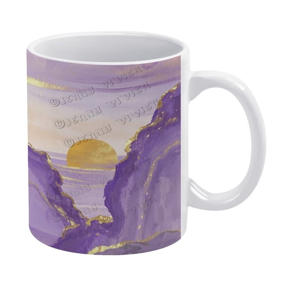 Purple Decor Mountain Themed 11 oz Coffee Mug - Ceramic, Perfect for Coffee and Tea