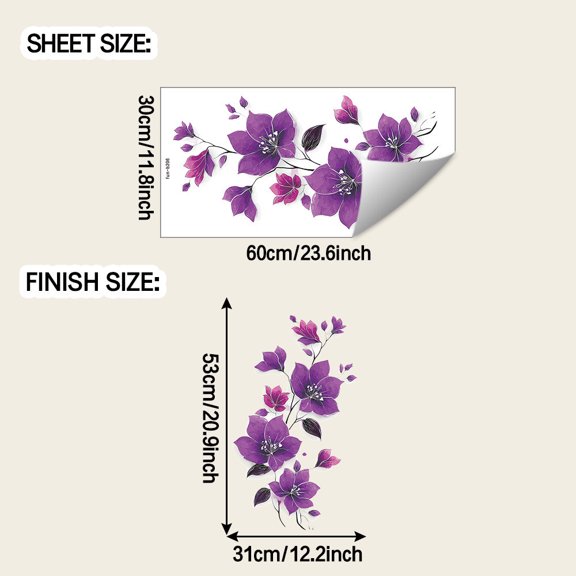 Purple Decorative Window Clings, Static Cling Glass Stickers for Bathroom, Peel & Stick Removable Home Decor, Privacy Enhancing Window Film