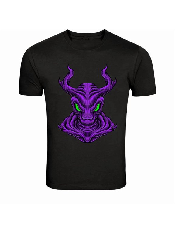 Purple Demon Monster Face Dark Fantasy Evil Creature Trendy Design For Celebration Events T-Shirt, Size S-5XL
